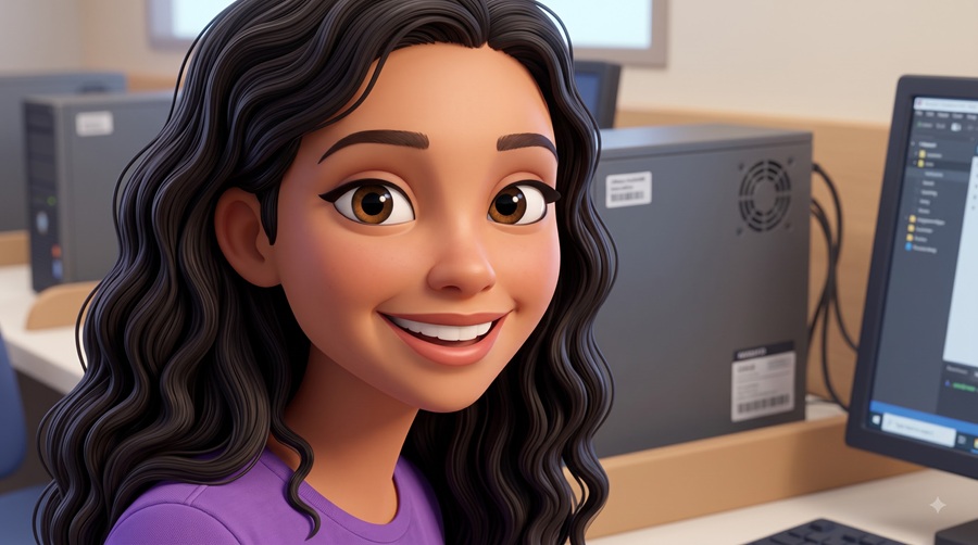 A student at a computer in an Educe lab